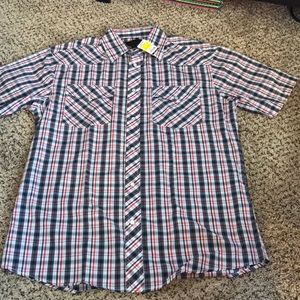 Studio 10 pearl snap short sleeve button up